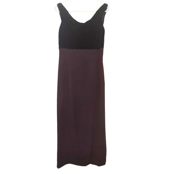 VNTG Y2K Regencycore Dress Velvet Brown Maxi Size  M  Whimsigoth Bridgerton HOCO - Picture 1 of 9